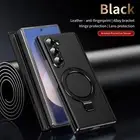 For Galaxy Z Fold 6 5 4 3 Premium Leather Stand Magnetic Case+Screen Protector