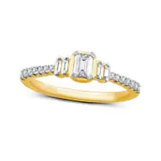 0.50 CT. T.W. Emerald-Cut Natural Diamond Collar Engagement Ring in Solid 14K Gold
