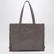 [Prada] Large grey leather shopping bag One size Grey