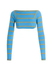 [Emilio Pucci] Emilio Pucci-Cut-Out Cropped Sweater Maglioni Celeste-Donna S Light Blue