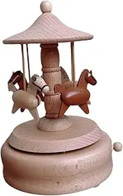 Oshhni Music Box Carousel Ornaments Birthday Lovely Gift Clockwork Toy Kids Wooden Toy Home Decor for Friends Girlfriend Kids Family, XL0005