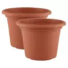 2x Artevasi Cilindro Plastic Indoor/Outdoor Garden Pot 35x24.9cm Terracotta