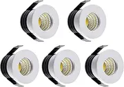 LED Recessed Ceiling Light, Mini 3W 30mm LED Downlight, 85-265V Aluminum Housing Optical Lenses 260-500LM 5PCS Spotlight for Jewelry Showcase Cabinet (Warm Light Source)