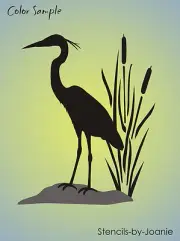 Stencil Joanie Great Blue Heron Wetland Marsh Bird 18" T Cattail Cabin DIY Sign
