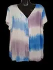 Noni B Mauve Blue & White Short Sleeve 'Vanessa" Shirt Blouse Size 18 Womens