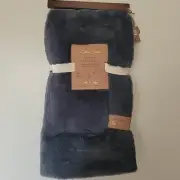 Baby Blanket Soft Plush Faux Fur Reverse To Sherpa Cozy 30" X 40" Blue