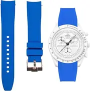 [Strapseeker] Curved End Silicone Rubber Watch Bands - Quick-Release Compatible with Omega Swatch Moonwatch, Omega Speedmaster, Rolex Submariner, Seiko SKX Dive Watches- 20mm - Curve Replacement Watch Straps for Men & Women (Royal Blue, 20mm)