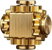 Pure Brass Cube Gears Linkage Anti-Anxiety Fidget Spinner Toy,Metal DIY EDC Meditation Break Bad Habits ADHD Finger Spinning Toy for Kid and Adults High Speed Precision Brass Material