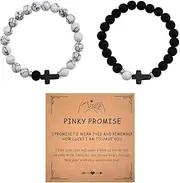 [YangQian] Matching Promise Bracelets for Couples Gifts for Him Her Anniversary Birthday Gifts for Husband Wife Bf Gf Cross Bracelets