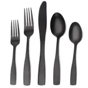 Matte Black Silverware Set, Satin Finish 20-Piece Stainless Steel Flatware se...