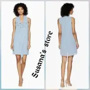 NWT BCBG MAXAZRIA SIZE S Ruffle Tent Ashley Blue Shift Mini Dress MSRP $158