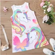 Unicorn Dress Girls Dress Rainbow Unicorns Butterlies Girls Dress NEW