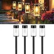 [4PK] Litogo Solar Pathway Lights, LED Solar Garden Lighting Waterproof, Auto On/Off Solar Light Outdoor for Path Walkway Outside Yard Lawn Sidewalk (Warm White)