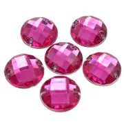 100 Hot Pink Flatback Acrylic Rhinestone Round Sewing Button 14mm Sew on beads