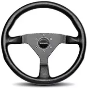 MOMO Steering Wheel Montecarlo 320mm 40 Dish Black Leather Black Stitch Spokes (for: Lexus)