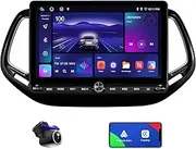 Android 12 Car Stereo Upgrade Radio for Jeep Compass 2017-2020 Replacement Installation Kit DSP Auto Stereo (4GB+64GB) Wireless CarPlay GPS Navigation