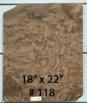 Walnut Burl wood veneer 18" x 22" raw no backing 1/42" thickness AAA grade # 118