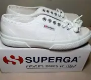 Superga Shoes classic white Cotu Unisex Men Size 7 1/2; Women Size 9.