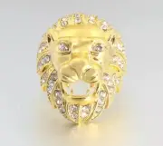 18K GOLD EP LION EYE CZ MENS DRESS RING SIZE 7-13