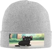 [Ssiulus] Black Cute Cat Soft and Warm Knit Hat for Men and Women - Black Beanie for Outdoor and Stylish Accessory