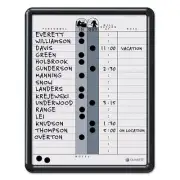 Quartet� Employee In/Out Board, Porcelain, 11 x 14, Gray, Black Plastic Frame