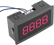 FTVOGUE Automatic Digital Counter DC LED Digital Display 4 Digits 0-9999 Up/Down Plus/Less Wired Panel Counter (Red)