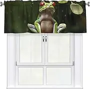 LHBWCVN Peace Tree Frog Valances for Windows, Rod Pocket Window Treatment Drapes Farmhouse Kitchen Curtains Short Blackout Window Curtains for Living Room Bedroom Decor 54x18 Inch