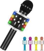 Karaoke Microphone for Kids, Fun Toys Karaoke Machine with Bluetooth & LED Ligh