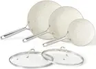 Innerwell Frying Pan Set with Lids - Pink Nonstick Skillet Set 8, 10 & 11 inch