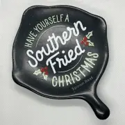 St.Nicolas Have Yourself A Southern Fried Christmas Spoon Rest Black NWT