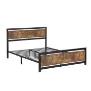 Levede Metal Bed Frame Mattress Base Platform Wooden Industrial Double Rustic