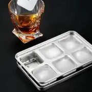 2pcs Stainless Steel Kitchen with Lid Ice Cube Tray Ice Mold Ice Block Maker New