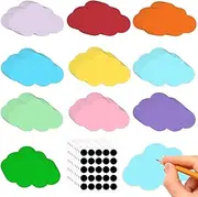 Set of 100 Presentation Cards Clouds, 10 Colours Presentation Cards Set Metaplan Cards Presentation Cards with 120 Self-Adhesive Velcro Tape for Notes Office School Presentation Lecture (23 x 14 cm)