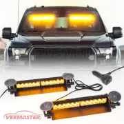 2 in 1 LED Emergency Strobe Lights Dash Warning Amber Windshield Traffic Advisor