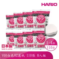 在飛比找momo購物網優惠-【HARIO】V60白色02濾紙110張1-4人份*8入(V