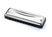 New 10 Hole Harp Harmonica Keys C D E F G A Bb Beginners with Box Silver Sides