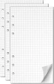 3 Packs A6 Refill Paper Squared, 180 Sheets, 6 Holes, A6 Refillable Refill Paper, A6 Paper, Refill Inserts, Loose Note Paper, A6 Refill Paper for Binder, Notebook, Diary Sketch