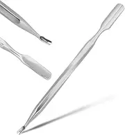 Alaoo Cuticle Pusher with Fork, 2 in 1 Stainless Steel Metal Spatula, Cuticle Pusher, Dual Ends Cuticle Fork, Professional Nail Pusher Spatula Pusher for Processing Cuticle, Manicure, Pedicure (B)
