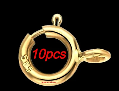 (10) TEN BULK STANDARD WEIGHT 6mm 14k Yellow Gold 5.9mm Spring Ring Clasp CLOSED