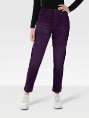 Purple Slim Corduroy Trousers