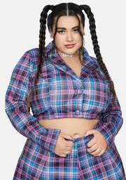 Plus Back 2 School Baddie Plaid Blazer