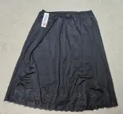 Velrose Half Slip Skirt 5X Black Pull On Stretch Lace Plus Comfort Solid NWT