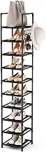 LANTEFUL Tall Narrow Shoe Rack for Entryway, 10-Tier Sturdy Metal Shelf Storage 10-15 Pairs of Shoes and Boots, Space Saving Corner Organizer Closet,Doorway,Garage,Living Room, Black