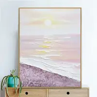 在飛比找蝦皮商城精選優惠-小尺寸海上日出純手繪油畫裝飾畫電視櫃桌面擺件現代簡約掛畫臥室