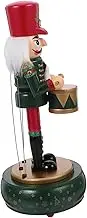 Garneck 32cm Wooden Nutcracker Music Box Glass Christmas Ornament Xmas Table Centerpiece Holiday Decor