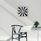 Rectangular black & white wall clock w radial pattern by ardeola - TimeBlend B&W