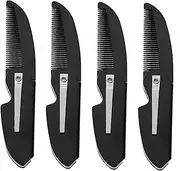 LIFKOME 4Pcs Folding Beard Combs for Men Portable Pocket Hair Combs for Grooming and Styling Ergonomic Design for All Beard for Travel and Daily Use