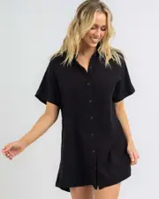 [Rhythm] Rhythm Women's Classic Shirt Dress in Black Size 2 2 Black