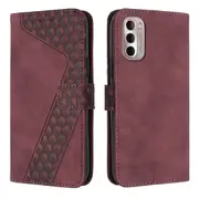 Moto G51 5G Case, PU Leather Flip Cover Magnetic Clasp Design Wallet Card Slots Stand Case - Red