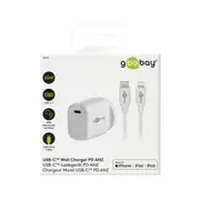 Goobay Wall Charger Plug ANZ 20W USB-C PD w/ Type-C to 8-Pin Cable White